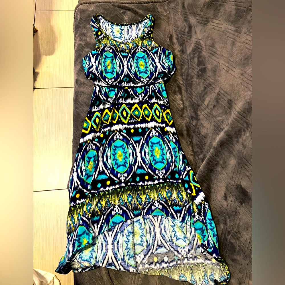 Patterned asymmetrical maxi dress